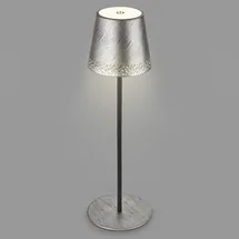 Briloner - LED Tischlampe kabellos mit Touch, dimmbar in Stufen, höhenverstellbar, Nachttischlampe, Leselampe, LED Lampe, Campinglampe, Tischleuchte, Akkulampe, Outdoorlampe, 38x12 cm, Antik-Silber