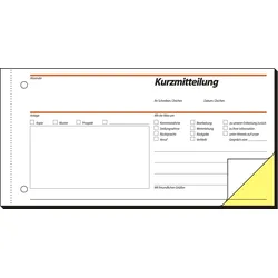 Sigel Formularbuch Kurzmitteilung 1/3 A4 2x40 Blatt