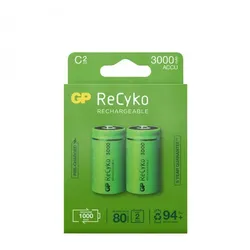 1X2 Gp Recyko NiMH-Akku C Baby 3000 mAh, sofort einsatzbereit