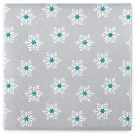 sovie HOME Weihnachtsserviette Snowflakes in Silber-Türkis aus Linclass® Airlaid, 40 x 40 cm, 12 Stück