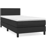 vidaXL Boxspringbett mit Matratze Schwarz 100x200 cm Kunstleder1389748