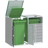 vidaXL Mülltonnenbox für 2 Tonnen Grau 144x81x113 cm Stahl