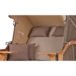 Mr. Deko Strandkorb - bene living - Schaalsee Teak - PE grau - Modell 510 - inkl. Liftersystem