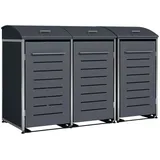 DEGAMO Mülltonnenbox 3er KIEL 211x83x136cm für 3x Tonne 120 und 240 Liter, Stahl anthrazit + Edelstahl - Grau