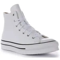 Converse Chuck Taylor All Star Eva Lift Leather Sneaker, White/Natural Ivory/Black, 38