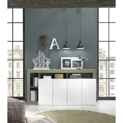 Sideboard INOSIGN "Hamburg", grau (weiß, taupe), B:184cm H:93cm T:42cm, Sideboards, Breite 184 cm