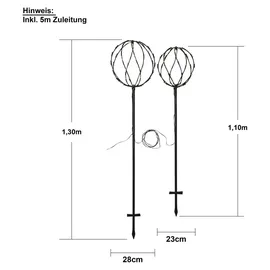 star trading deutschland gmbh LED Dekoration Sphere 2er Set 0,6 W 96 LEDs 0,6 m Warmweiß