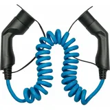 Kabelmeister Kabelmeister, Elektroauto Ladekabel, E-Auto-Spiralladekabel, Typ 2 Stecker an Buchse, 16 A, 11 kW, Spiralkabel, blau, 5m