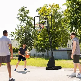 sportnow Basketballständer mit Rollen 107x70cm Rückwand, Mobiler Basketballkorb mit Ständer, verstellbare Korbhöhe 236-293 cm