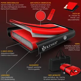 Kesser KESSER® Turnmatte Aufblasbar Airtrack 2m/3m/4m/5m/6m Fitness-Matte Gymnastikmatte inkl. Tragetasche | elektr. Luftpumpe Yogamatte, Tumbling Matten, Trainingsmatte, Turn- & Fitness