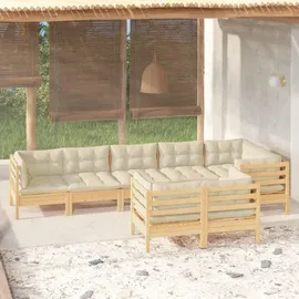vidaXL Garten-Lounge-Set 8-tlg. creme Massivholz Kiefer