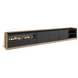 SKRAUT HOME Lowboard 310x50x37 cm Schwarz Eiche Holzwerkstoff