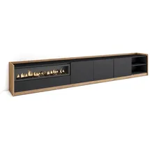 SKRAUT HOME Lowboard 310x50x37 cm Schwarz Eiche Holzwerkstoff