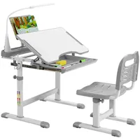 Costway Kinderschreibtisch mit Stuhl und Lampe höhenverstellbar rosa