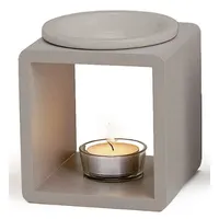 levandeo Duftlampe Farbe: Grau - Holz + Keramik - Aromalampe Aromaspender für Duftöl/Duftwachs