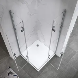 iflair Matilde Eckdusche mit Falttür 120 x 120 cm Silber/Klarglas Dk11