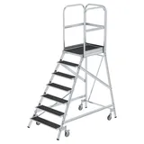 MUNK Podesttreppe eins. begehbar mit Federrollen 7 Stufen 192 cm Aluminium