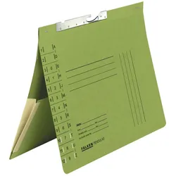 Falken 15033814 Pendelhefter, für DIN A4, 320g/m2 Manila-RC-Krt., Behördenheftung, mit Schlitzstanzung, mit Dehntasche am Rückdeckel - Grün