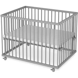 Sämann Laufgitter mit Lattenrost | Matratze Basic | grau | Premium Kollektion | Gr.: 75x100 cm)