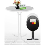 BeFair Stehtisch Nico (Vormontiert), Gastro Klappbar 70 cm & 80 cm Nico Bistrotisch Partytisch Rund Weiß weiß 80 cm