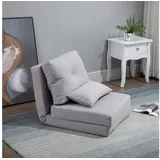 Homcom Schlafsessel 2-in-1 Leinen 60 x 56 x 80 cm Grau mit Kissen