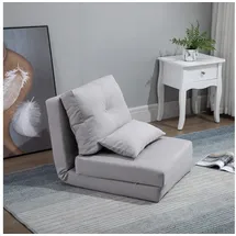 Homcom Schlafsessel 2-in-1 Leinen 60 x 56 x 80 cm Grau mit Kissen
