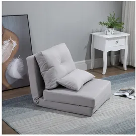 Homcom Schlafsessel 2-in-1 Leinen 60 x 56 x 80 cm Grau mit Kissen