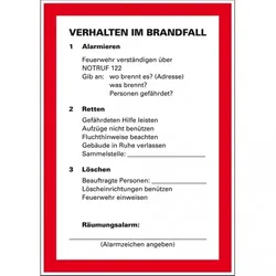 Dreifke® Verhalten im Brandfall Feuerwehr verständigen, Kunststoff, 210x297mm