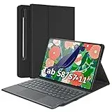 Earto Samsung Galaxy Tab S8 Tastatur, Smart Touchpad, S-Pen-Halter, Ultradünne Magnetische Tastatur für Tab S8 11 Zoll 2022, Samsung Tab S7 Hülle mit Tastatur SM-X700/X706/T870/T875, Schwarz