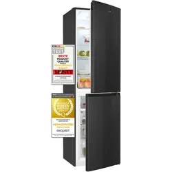 Exquisit Kühl-Gefrierkombination, Kühlschrank mit Gefrierfach, 247 Liter, Nofrost, 4-Sterne-Gefrierfach, 4 Ablagen, KGC250-85-NF-040D inoxlook-az