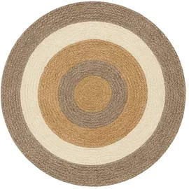 Myflair Teppich "Terra Rings", beige (natur, beige, taupe), H:10mm Ø:100cm, Jute, MYFLAIR MÖBEL & ACCESSOIRES, Teppiche, Teppich, Juteteppich, handgeflochten, Wendeteppich, gestreift, reine Naturfaser