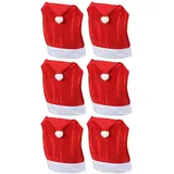 Novaliv, Möbelbezug + Möbelschutz, Weihnachten Stuhlhussen 6er Set I Samt I Rot I Nikolausmütze I Stuhlbezüge Esszimmer (65 x 48 x 65 cm)