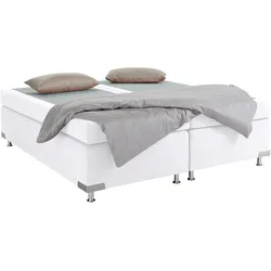 Boxspringbett "Holland", weiß, B:182cm L:201cm, Microvelours (100% Polyester), WESTFALIA SCHLAFKOMFORT, Komplettbetten, Boxspringbett, ohne Kopfteil, frei im Raum stellbar