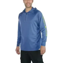 Herren Angler-Hoodie FISHING HOODED T-SHIRT L/S, federal blue, Größe XXL - blau - XXL