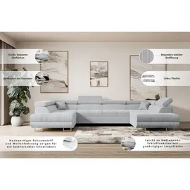 altdecor Ecksofa Cord 6-Sitzer Dunkelgrau