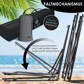 Kesser KESSER® Hängematte Vill mit Gestell Metall Faltbar verstellbar Stabiler Rahmen Indoor & Outdoor Mit Tragetasche + Beutel Hängesessel Hängemattengestell Camping Garten Pool Balkon Terrasse