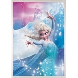 KOMAR Bilderrahmen Holz White mit Wandbild Frozen 2 Elsa Action als Set - Größe: 50x70 cm - Wandbild, Dekoration, Eiskönigin, Disney