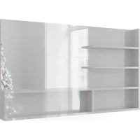 Vicco Spiegelregal Weiß Hochglanz 119,8 x 70 cm, moderner Badspiegel mit Ablagen