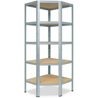 shelfplaza HOME 200x70x45 cm Eckregal in verzinkt mit 5 Böden und 175 kg Traglast pro Boden