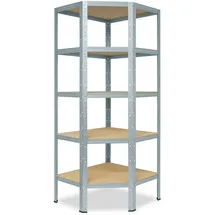 shelfplaza HOME 200x70x45 cm Eckregal in verzinkt mit 5 Böden und 175 kg Traglast pro Boden