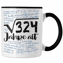 Trendation Tasse 18. Geburtstag Geschenk Tasse Quadratwurzel 324 18er Lustige Idee Math schwarz