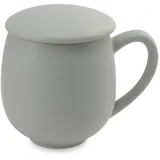 ExtraMaritim Kräuterteetasse mit Deckel und Sieb 'Saara' Porzellan, 3- teilig, matt grau 0,35 l