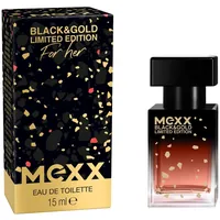 Mexx Black & Gold Limited Edition Woman Eau de Toilette, sinnlich-blumiger Damenduft, 15ml