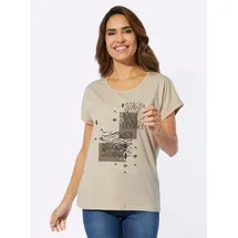 Classic Basics Sieh an! Rundhals-Shirt in sand-schwarz-bedruckt | Gr.: 46