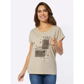 Classic Basics Sieh an! Rundhals-Shirt in sand-schwarz-bedruckt | Gr.: 46
