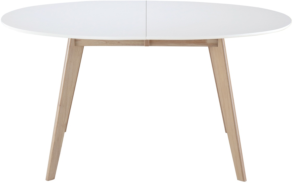 Table à manger extensible ovale blanche et bois clair L150-200 cm LEENA