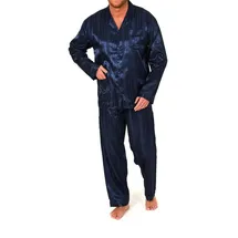 normann Satin Pyjama lang, durchgeknöpft, Schattenstreifen, 251 101 94 010, Farbe:Marine, Größe2:62 - 43622 in marine | Gr.: 62