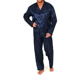 normann Satin Pyjama lang, durchgeknöpft, Schattenstreifen, 251 101 94 010, Farbe:Marine, Größe2:62 - 43622 in marine | Gr.: 62