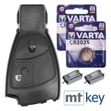 mt-key Auto Schlüssel Smartkey 2 Tasten + 2x Mikrotaster + 2x VARTA CR2025 Knopfzelle, CR2025 (3 V), für Mercedes W209 W169 W245 W203 R171 Funk Fernbedienung