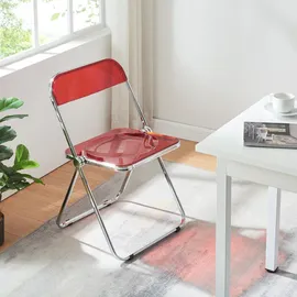 [en.casa] Klappstuhl Pornainen 6er Set Rot, transparent